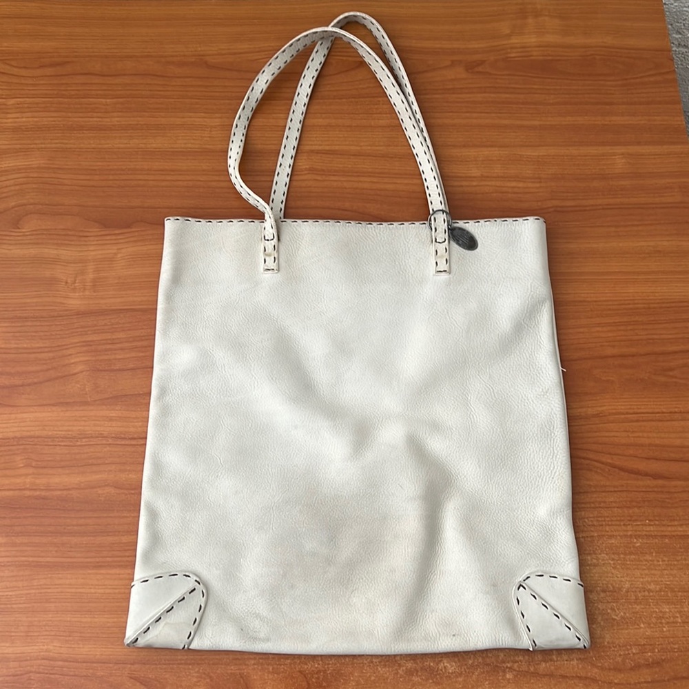 Fendi White Leather Tote Bag